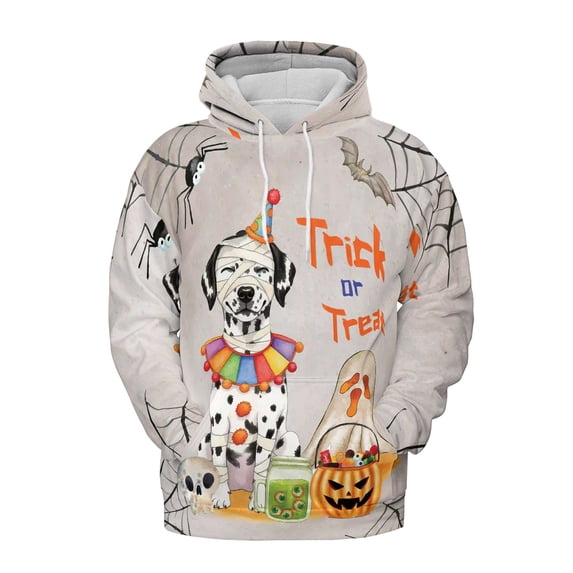 Trick or Treat Dalmatian Funny Mummy Cosplay Pumpkin Candy Basket All Over Print 3D Hoodie Unisex Merch Hoodies Dog Lover - 12016
