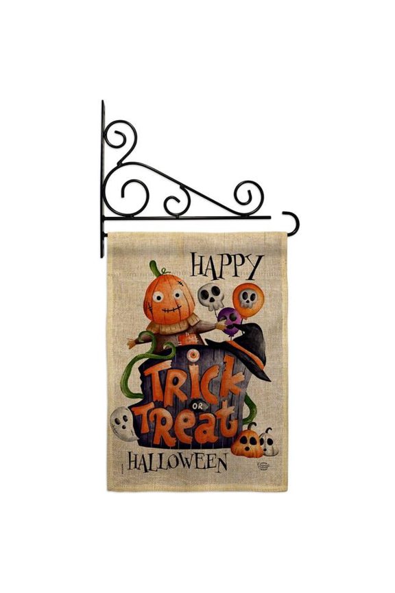 Trick or Treat Day Falltime Halloween 13 x 18.5. in. Double-Sided Decorative Vertical House Garden Flag Set for Decoration Banner Yard Gift