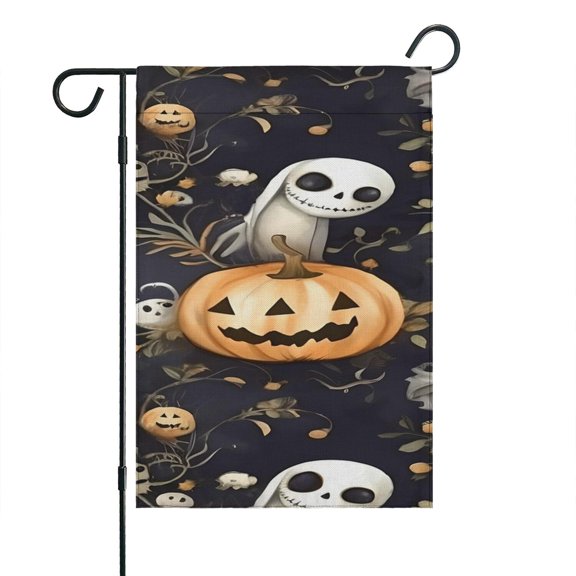 Trick or Treat Double-Sided Yard Flag with Candy and Ghost Halloween Outdoor Decor 12.5x18 inches Garden Flag Halloween Holiday Gift