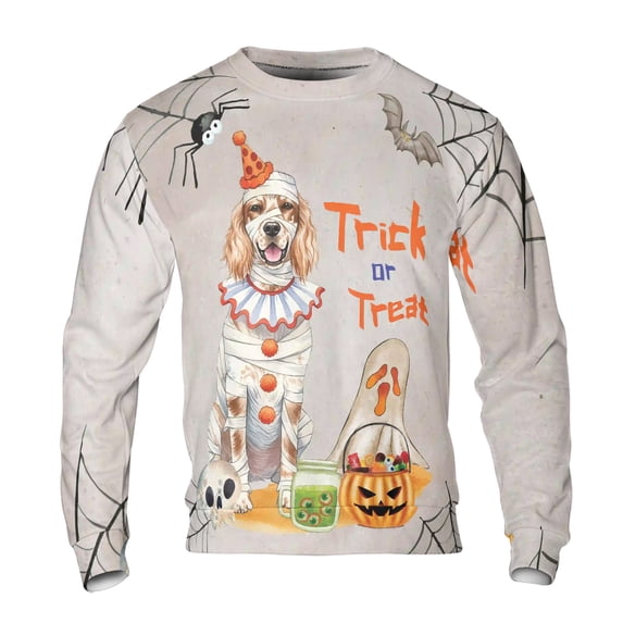 Trick or Treat English Setter Funny Mummy Cosplay Pumpkin Candy Basket All Over Print 3D Sweatshirt Unisex Merch Dog Lover - 12016