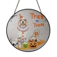thumbnail image 1 of Trick or Treat English Setter Funny Mummy Cosplay Pumpkin Candy Basket Stained Glass Suncatcher Dog Lover Window Hanging Sign Decor - 12016, 1 of 5