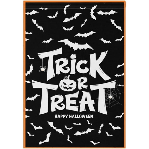 Trick or Treat Flags Double Sided 28x40 IN Happy Halloween Garden Flag Large Black Bat Spooky Outdoor Flag House Yard Decorations