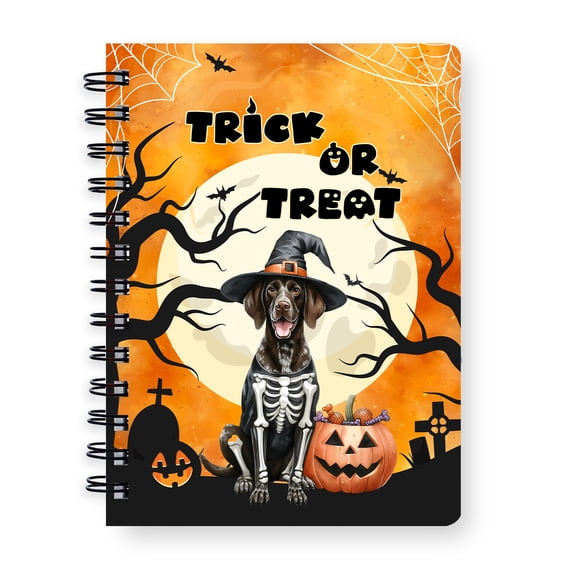 Trick or Treat German Shorthaired Pointer Needs Candy Happy Halloween Night Spiral Bound Journal GSP Lover Dog Gift 5x7in Spiral Notebook - 02020