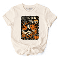 thumbnail image 1 of Trick or Treat Goose T-Shirt, Vintage Halloween Witch Tee for October, 1 of 11