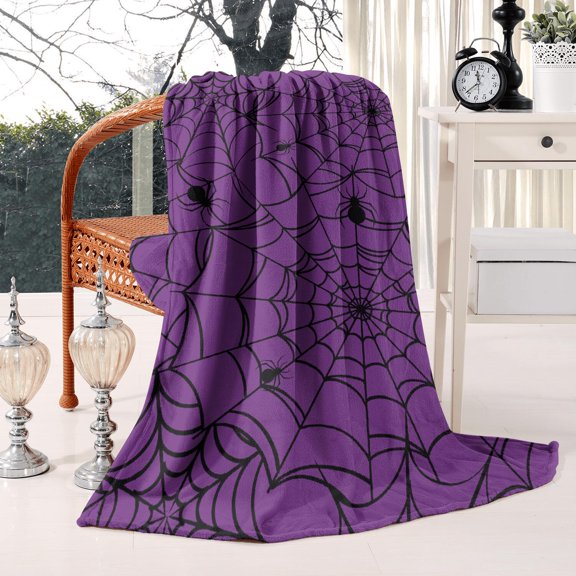 Trick or Treat Halloween Blanket - Candy Pumpkin Ghost Pattern 50x60 Inch Soft Plush Microfiber Throw