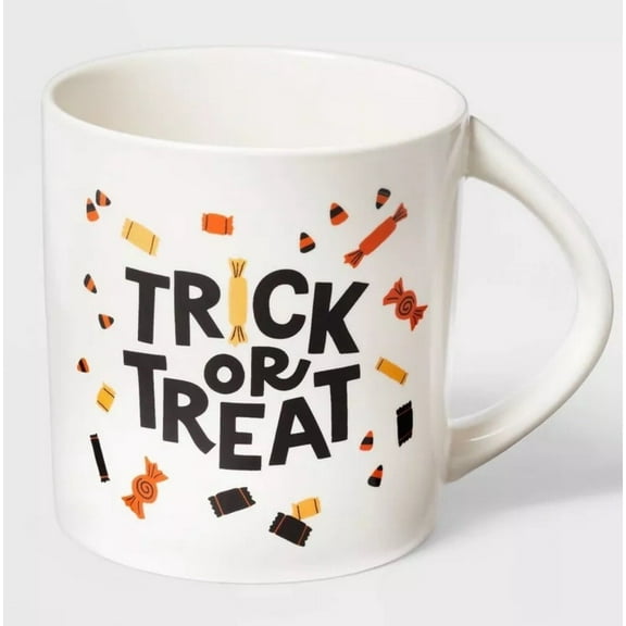Trick or Treat Halloween Candy Pattern White Stoneware Mug