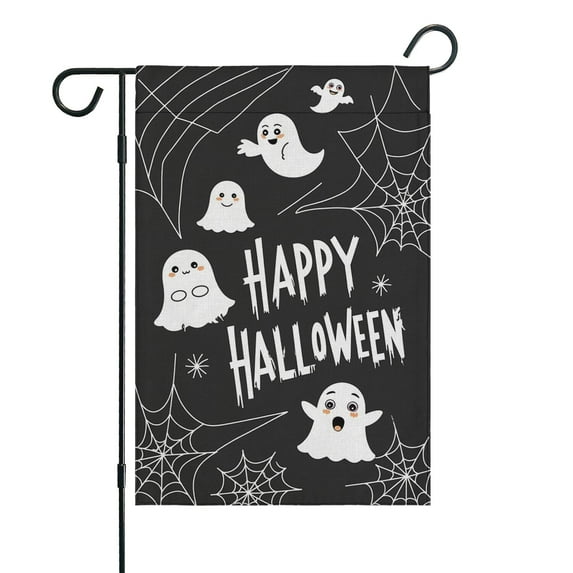 Trick or Treat Halloween Garden Flag – 12" x 18" Double Sided Orange and Black Halloween Decorations Cute Pumpkins Classroom Banner Fundraiser