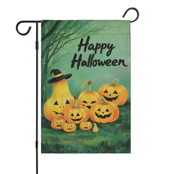 Trick or Treat Halloween Garden Flag for Outside 12 x 18 Inch Halloween Decor Double Sided Burlap Yard Flag for Outdoor Decoration