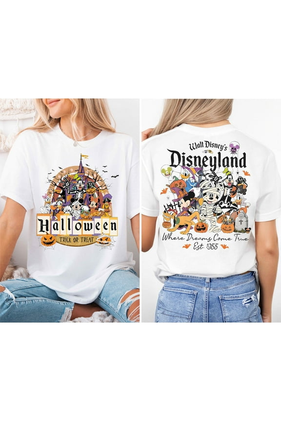 Trick or Treat Halloween Party Sweatshirt, Disney Halloween T-shirt, Mickey and Friends Spooky Tee, Disneyland Halloween Pumpkin Hoodie