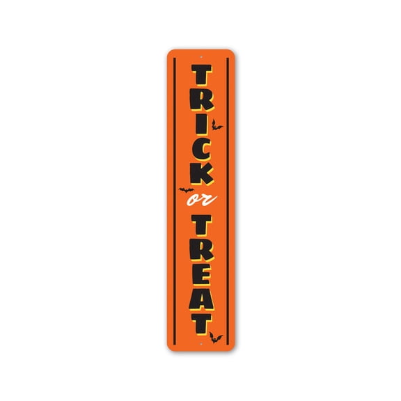 Trick or Treat Halloween Porch Aluminum Metal Decor Sign - 4x18 inches