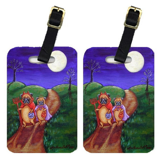 Trick or Treat Halloween Pug Luggage Tags Pair of 2