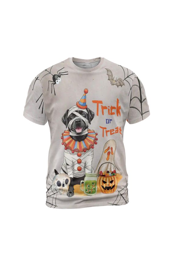 Trick or Treat Labrador Retriever Funny Mummy Cosplay Pumpkin Candy Basket All Over Print 3D Shirt Unisex Merch Lab Dog Lover Gifts - 12016