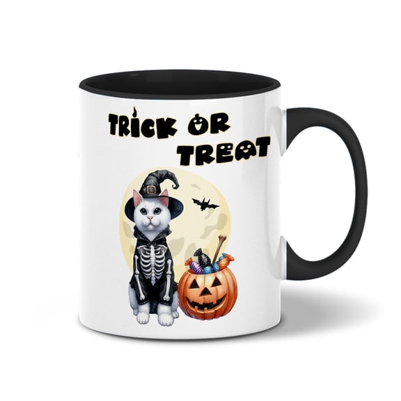 Trick or Treat Manx Needs Candy Happy Halloween Night 11oz Accent Two-tone Mug Cat Lover Kitten Owner Gifts Coffee Tea Cup - 02020