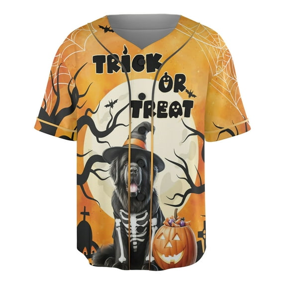 Trick or Treat Newfoundland Needs Candy Happy Halloween Night All Over Print 3D Baseball Shirt Newfie Dog Lover Gifts Softball Sport - 02020