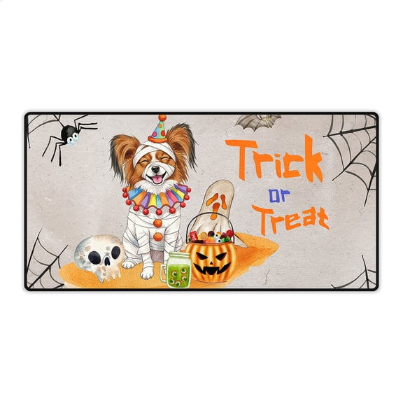 Trick or Treat Papillon Funny Mummy Cosplay Pumpkin Candy Basket Desk Mat Full Keyboard Mouse Pad Pap Butterfly Dog Lover Large Mousepad - 12016