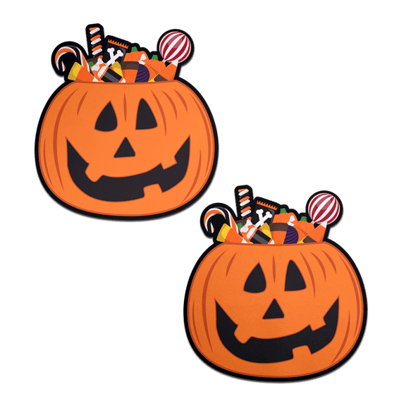 Trick-or-Treat Pumpkin Pasties with Candy Nipple Covers by Pastease
