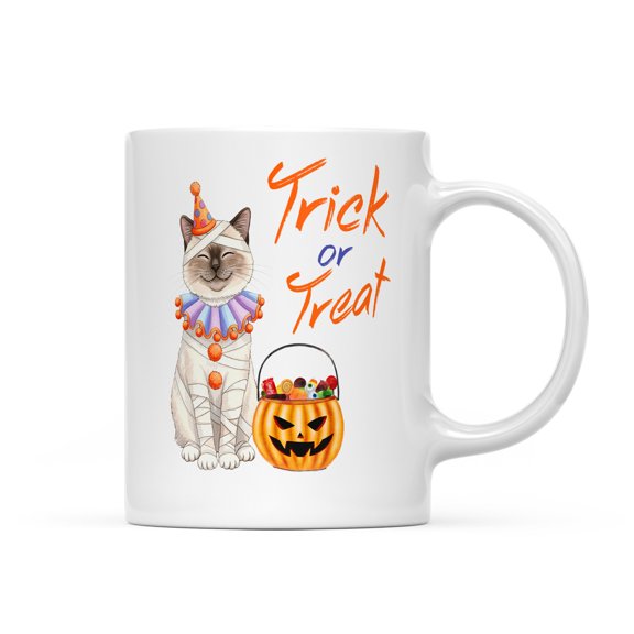 Trick or Treat Ragdoll Funny Mummy Cosplay Pumpkin Candy Basket Mug Cat Lover Kitten Owner Gifts Idea Coffee Tea Cup - 12016