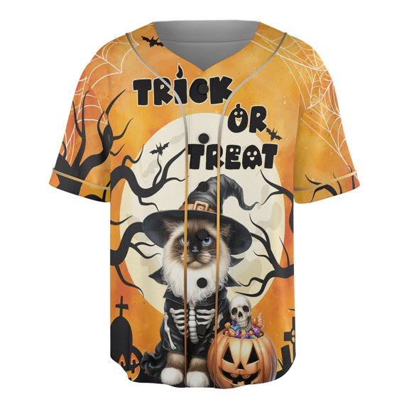 Trick or Treat Ragdoll Needs Candy Happy Halloween Night All Over Print 3D Baseball Shirt Cat Lover Kitten Owner Gifts Idea Softball Sport - 02020