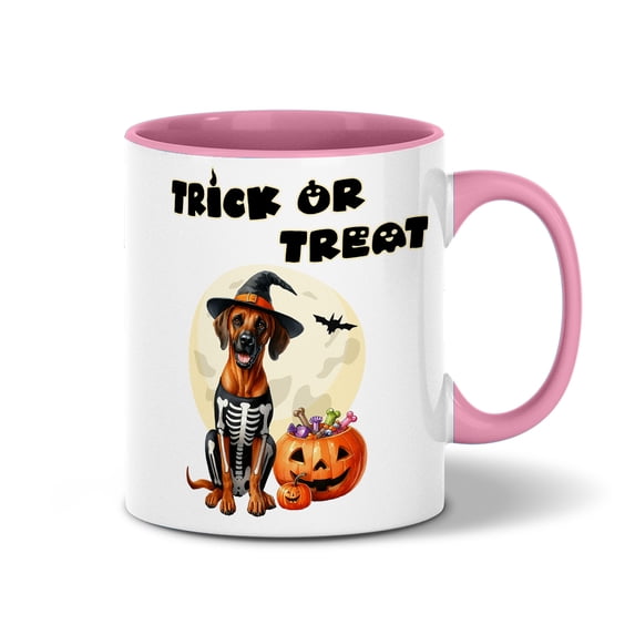 Trick or Treat Rhodesian Ridgeback Needs Candy Happy Halloween Night 11oz Accent Two-tone Mug Ridgebacks Dog Lover Gifts Coffee Tea Cup - 02020