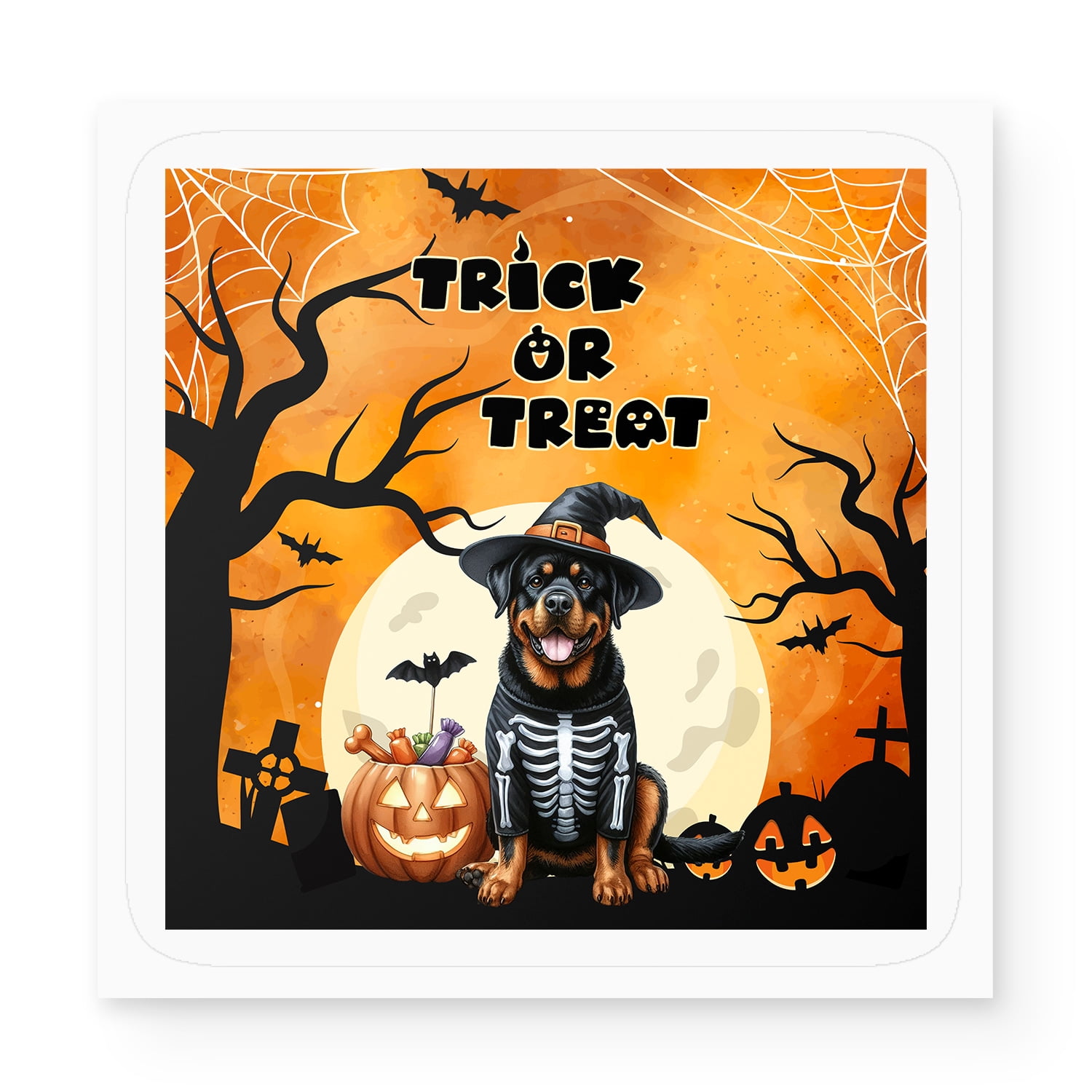 Trick or Treat Rottweiler Needs Candy Happy Halloween Night Vinyl ...