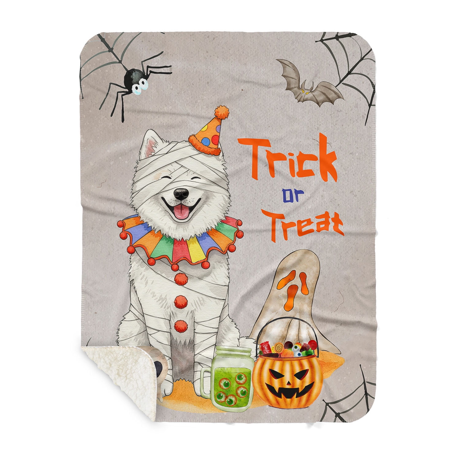 Trick or Treat Samoyed Funny Mummy Cosplay Pumpkin Candy Basket Cozy