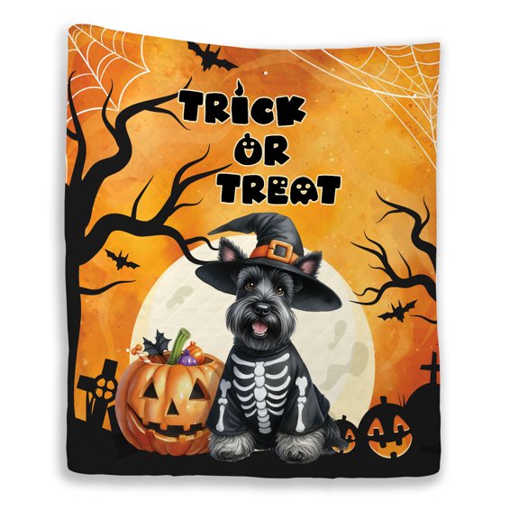 Trick or Treat Scottish Terrier Needs Candy Happy Halloween Night Quilt Blanket Scottie Dog Lover Gifts Cozy Comforter Throw Blanket - 02020