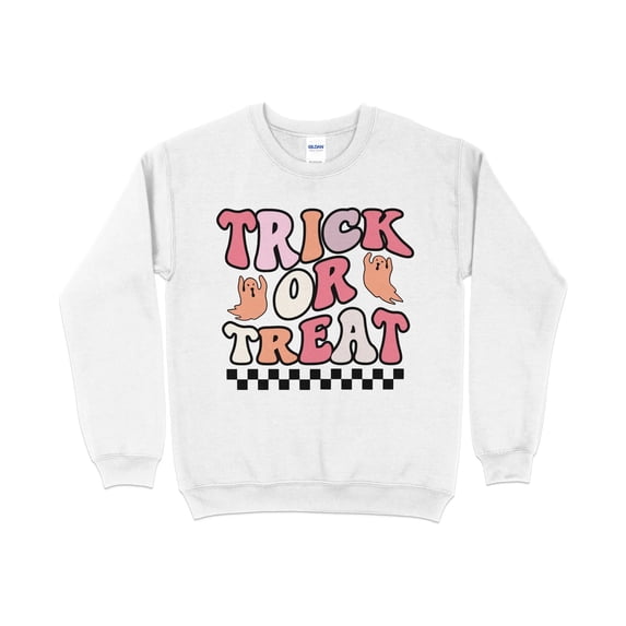 Trick or Treat Shirt for Girls Halloween Costume, Toddler Girl Sweatshirt, Baby Girl Outfit, Kid Halloween Costume, Trendy Girls Shirt