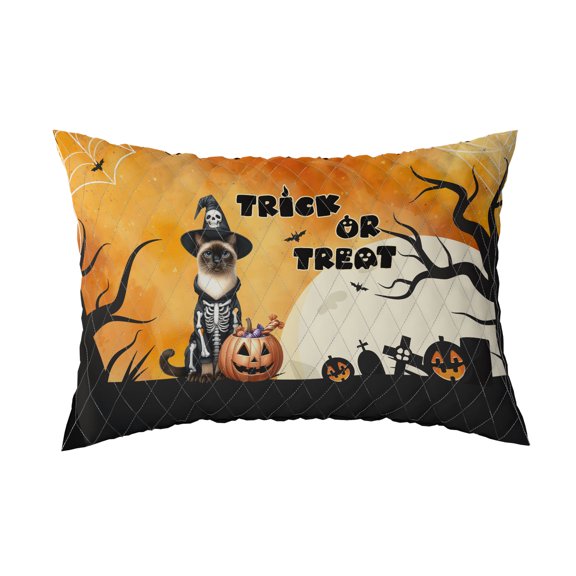 Trick or Treat Siamese Needs Candy Happy Halloween Night Quilt Pillowcase Cat Lover Kitten Owner Gifts Throw Pillow Cover Bed Home Decor - 02020