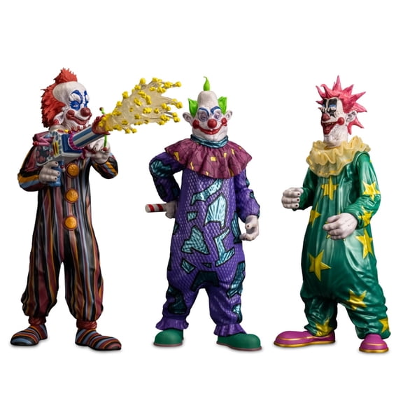 Trick or Treat Studios Scream Greats Killer Klowns from Outer Space: Rudy, Jumbo and Spikey 8-Inch Action Figures Bundle (3 Items)