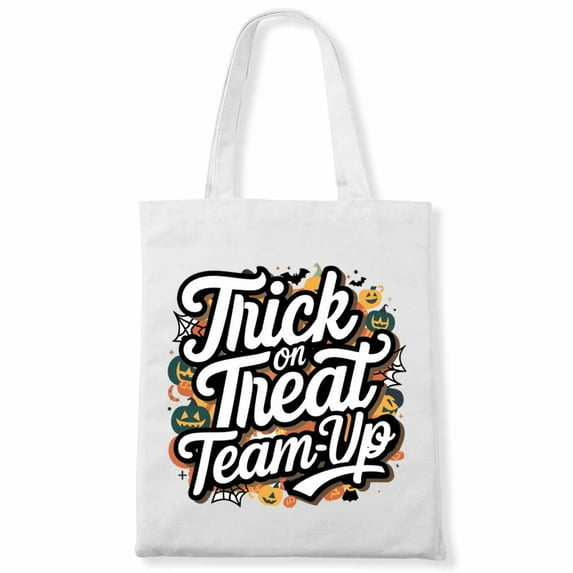 Trick or Treat Team-up Funny Cute Halloween Coffee Canvas Bag 1Pc