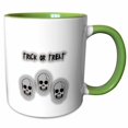 thumbnail image 1 of Trick or Treat Three Gray Skulls 15oz Two-Tone Green Mug mug-164589-12, 1 of 3