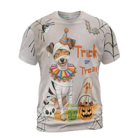 Trick or Treat Toy Fox Terrier Funny Mummy Cosplay Pumpkin Candy Basket All Over Print 3D Shirt Unisex Merch Dog Lover - 12016