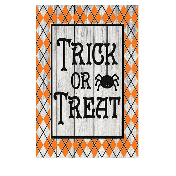 Trick or Treat w/ Frame Border Rustic Metal Sign - 12" x 8"