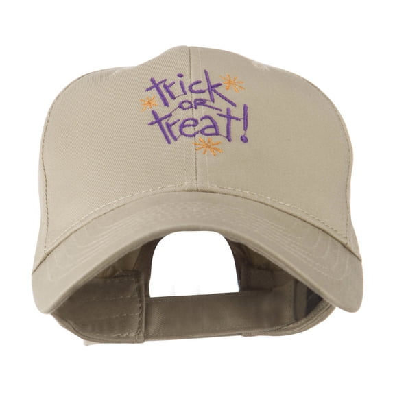 Trick or Treat with Stars Embroidered Cap - Khaki OSFM