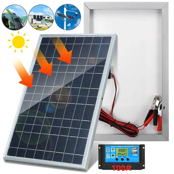 Trickle 30W Solar Panel 12V Charger Battery Charger Kit Maintainer Boat Car RV High Efficiency 24% Conversion Rate