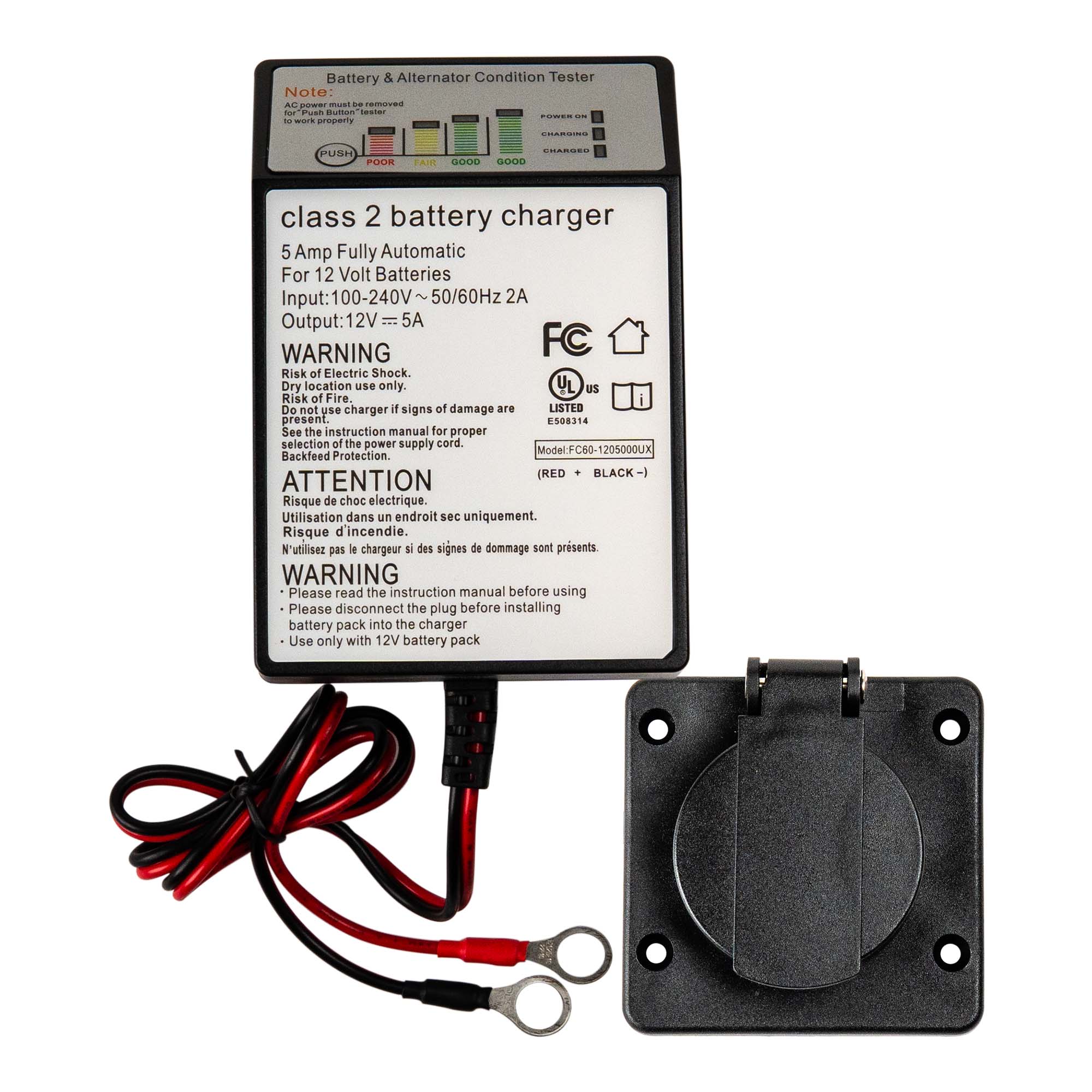 Trickle Charger for Battery Maintenace - 12V 5 Amp - Hydraulic Dump Lift Trailer