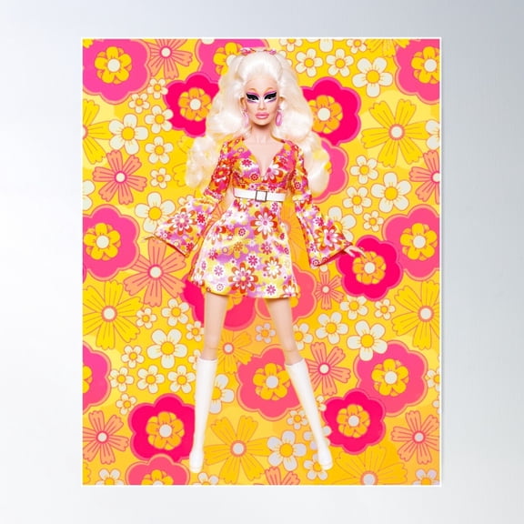 Tricksie Mattel Doll Drag Race Flower Pattern Shirt Poster Wall Art, Modern Wall Decor For Living Room Bedroom, 12x18 UNFRAMED