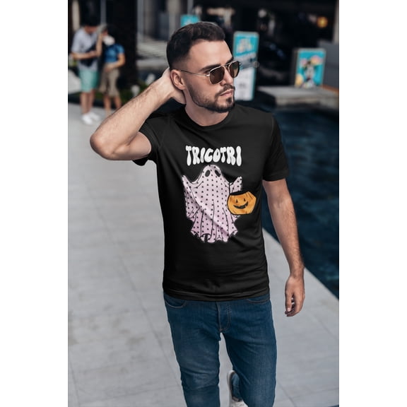 Trico Tri Latino Trick or Treat Ghost Pumpkin T-shirt | Halloween, Boo Scary Spooky Horror Costume Latino | Unisex - 3 Colors