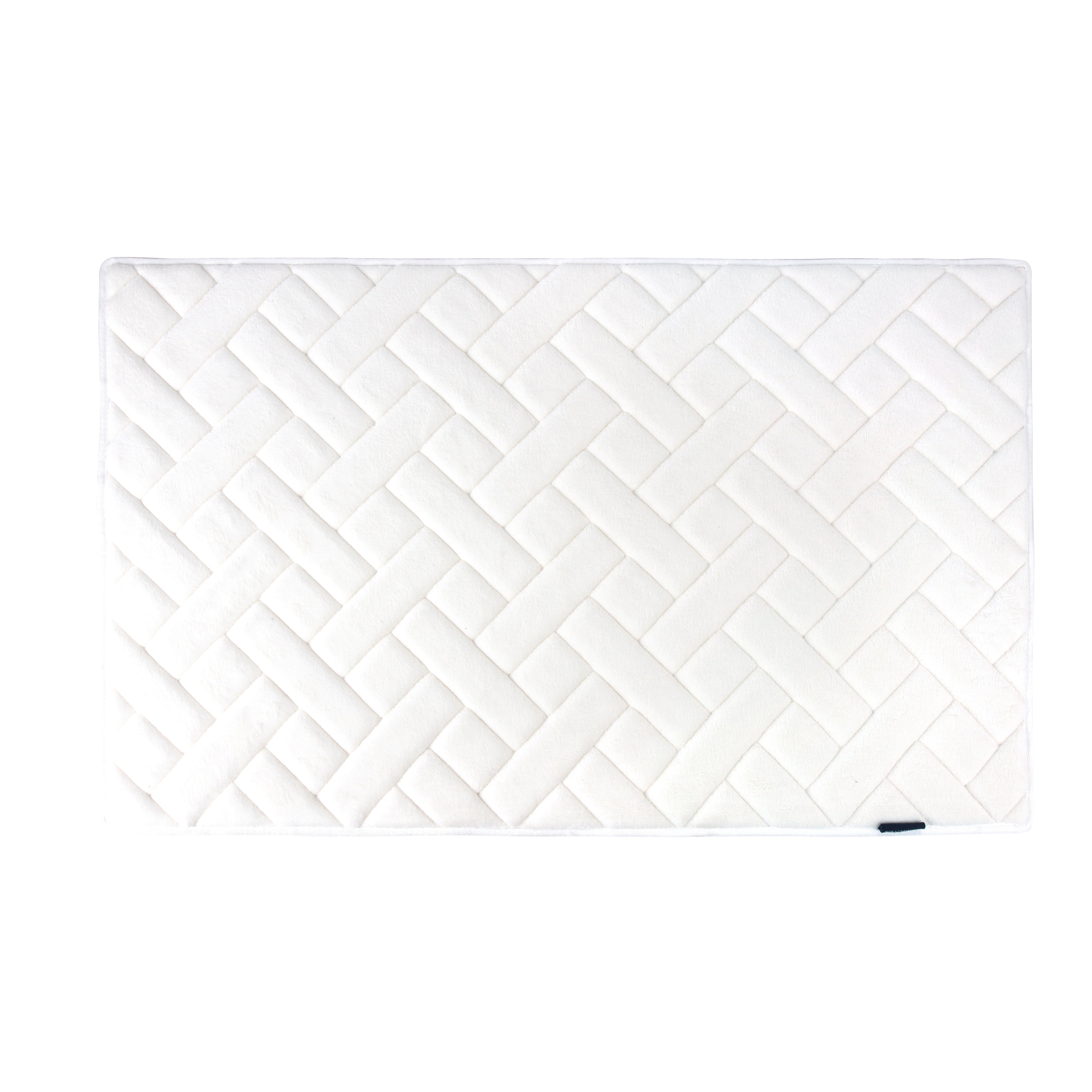 White Memory Foam Herringbone Accent Rug, 21 x 34 inches