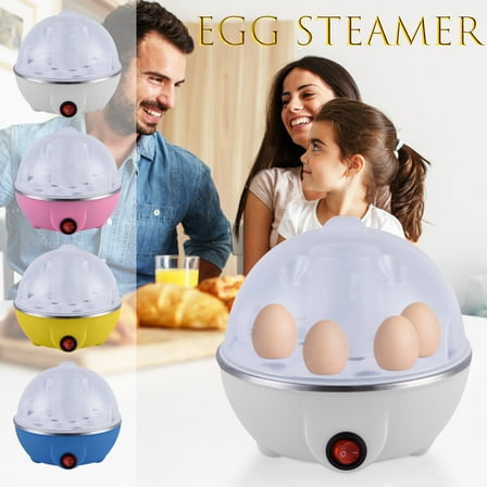 Tricolor 7-Capacity Egg Steamer Cooker with Timer for Hard Soft Boiled Eggs and VegetablesforKitchen Supplies(Blue),Ccwuwei