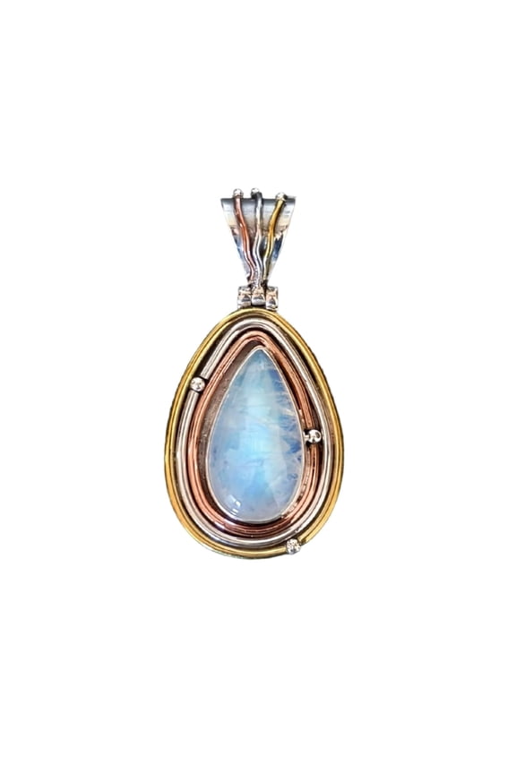 Tricolor 925 Sterling Silver Natural Moonstone Gemstone Handmade Designer Pendant Jewelry for Men Women Fashion Pendant for Gifts Parties