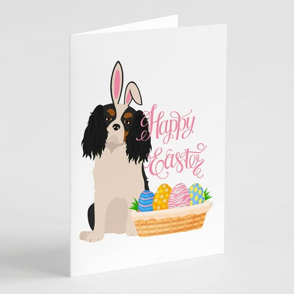 Tricolor Cavalier Spaniel Easter Greeting Cards and Envelopes Pack of 8 7 in x 5 in