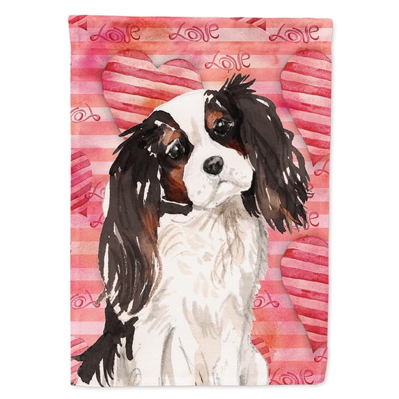 Tricolor Cavalier Spaniel Love House Flag