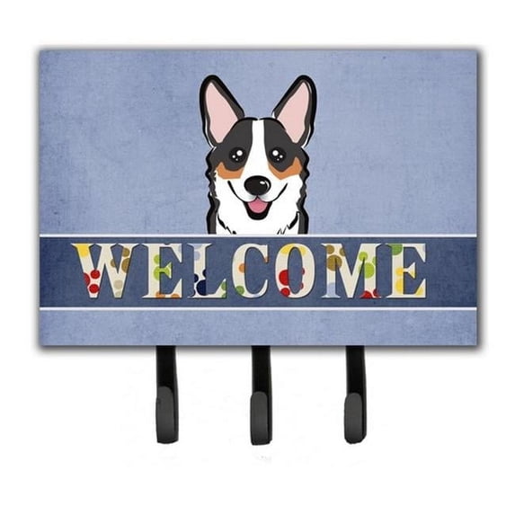 Tricolor Corgi Welcome Leash & Key Holder