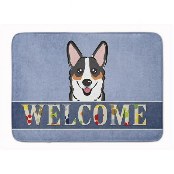 Tricolor Corgi Welcome Machine Washable Memory Foam Mat