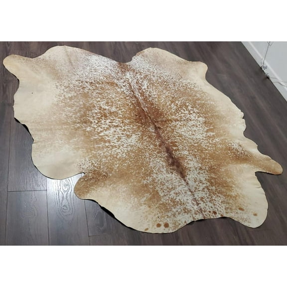 Tricolor Cow Skin Area Rug Hair on Leather Hide 6 ft X 6 ft - 36 x 36 sq.ft Approx. Multicolor