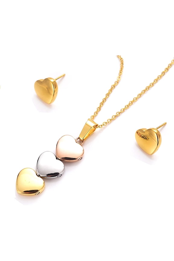 Tricolor Heart Urn Necklace for Ashes Band Earrings Cremation Jewelry for Ashes Women memorial Jewelry