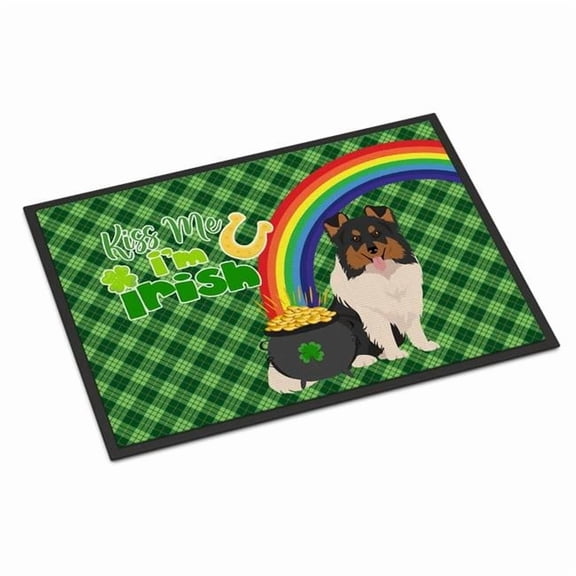 Tricolor Sheltie St. Patrick's Day Indoor or Outdoor Mat 24x36 36 in x 24 in