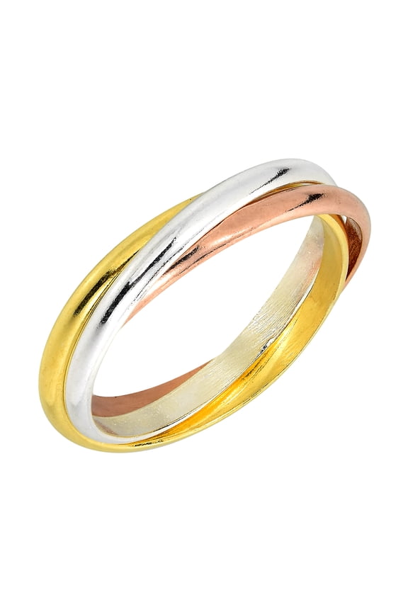 Tricolor Triple Tangle Puzzle Hoop .925 Silver Ring-11