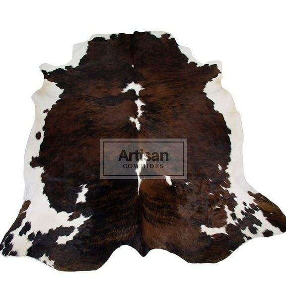 Tricolor White Backbone Cowhide Rug - Size L(6'x5 Ft) | Premium Cowhide Rug